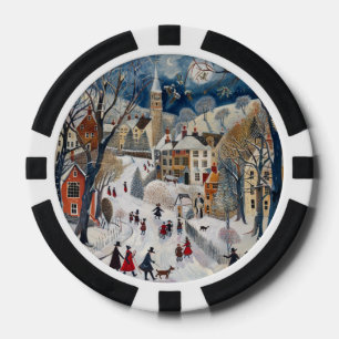 Lot De Jeton De Poker Noël à l'ancienne en petite ville