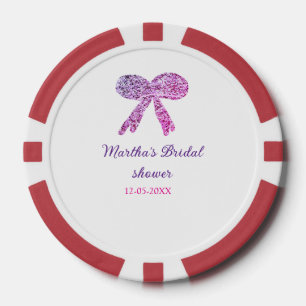 Lot De Jeton De Poker Nœud rose violet scintillement paillettes mariage