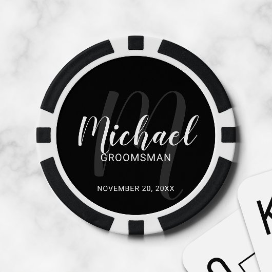 Lot De Jeton De Poker Noir Script moderne Groomsmen personnalisé