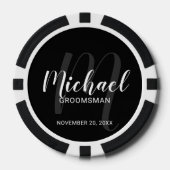 Lot De Jeton De Poker Noir Script moderne Groomsmen personnalisé (Recto)