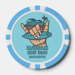 Lot De Jeton De Poker Nom et emplacement personnalisés Surf Shaka