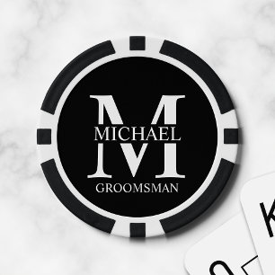 Lot De Jeton De Poker Nom et monogramme du Groomsman personnalisé