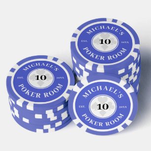Lot De Jeton De Poker Nom personnalisé Blue & White Las Vegas Denominati