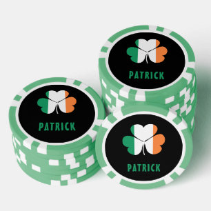 Lot De Jeton De Poker Nom personnalisé Celtic Irlande Shamrock Drapeau i