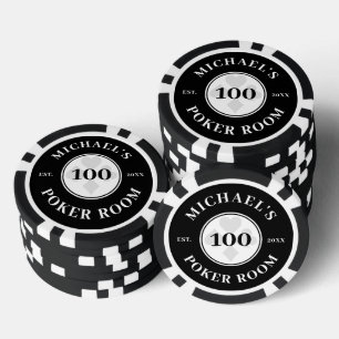 Lot De Jeton De Poker Nom personnalisé Noir & Blanc Las Vegas Dénominati