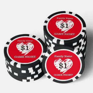 Lot De Jeton De Poker Nuit de jeu de famille Hearts amusante personnalis