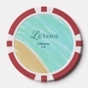 Lot De Jeton De Poker Océan bleu vert ajouter lettre de monogramme nom t