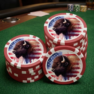 Lot De Jeton De Poker Œuvre d'art majestueuse représentant des bisons am