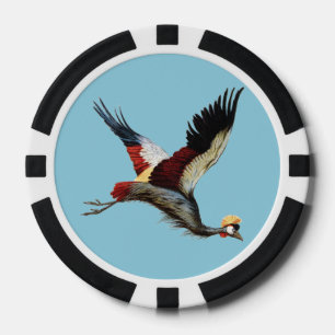 Lot De Jeton De Poker Œuvre d'art vintage de Grue couronnée d'Afrique du
