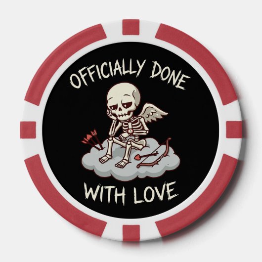 Lot De Jeton De Poker Officially Done With Love Skeleton Cupid Design (Recto)