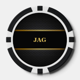 Lot De Jeton De Poker Or Noir Classique Monogrammé Garçon d'Honneur