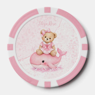 Lot De Jeton De Poker Ours en peluche rose sur une fille baleine Baby Sh