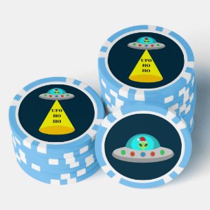 Lot De Jeton De Poker OVNI de Noël Ho Ho Alien soucoupe volante