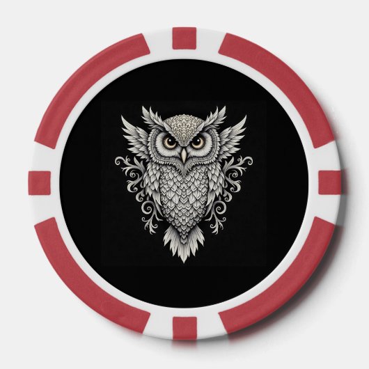 Lot De Jeton De Poker Owl Mandala complexe (Recto)