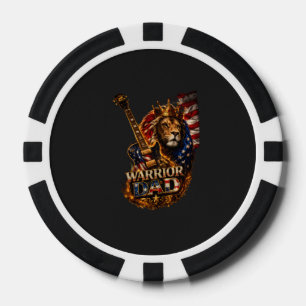 Lot De Jeton De Poker Papa Guerrier Lion Drapeau Américain Guitare