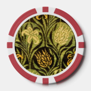 Lot De Jeton De Poker Papier peint Tulipe et Lys vert de William Morris