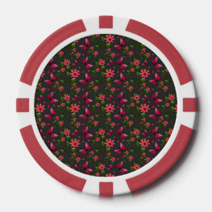 Lot De Jeton De Poker Papillon floral de jardin printanier moderne cadea