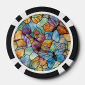 Lot De Jeton De Poker Papillons bleu turquoise orange violet (Verso)