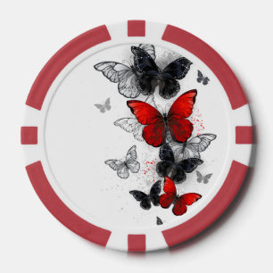 Lot De Jeton De Poker Papillons noirs et rouges volants