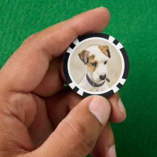 Lot De Jeton De Poker Parson Jack Russell Terrier Peinture - Chien Art