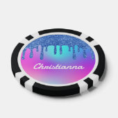 Lot De Jeton De Poker Parties scintillant Bleue Fluorescent Neon Rose & (Simple)