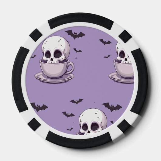 Lot De Jeton De Poker Pastel Goth Skull in Teacup (Verso)