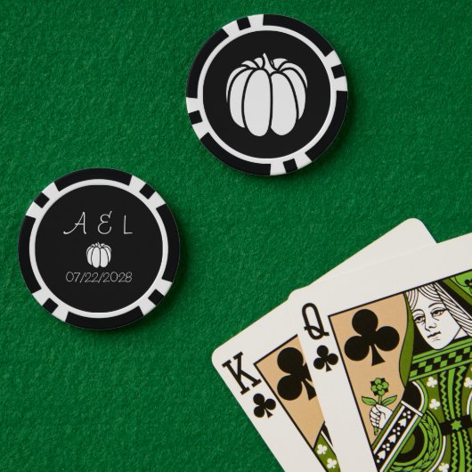 Lot De Jeton De Poker Patch citrouille en noir (Table de poker (double))
