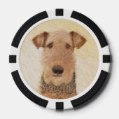 Lot De Jeton De Poker Peinture Airedale Terrier - Cute Original Art (Recto)