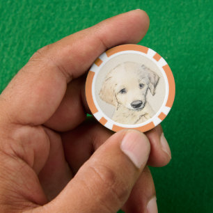 Lot De Jeton De Poker Peinture de chiot d'or Retriever - Art de chien or