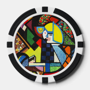 Lot De Jeton De Poker Peinture Moderniste Géométrique Colorée Abstraite