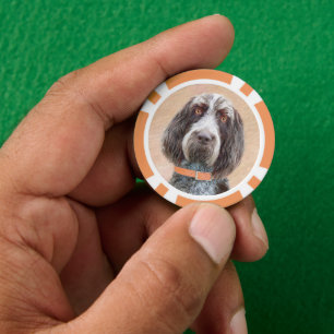 Lot De Jeton De Poker Peinture Spinone Italiano - Belle Art Original Chi