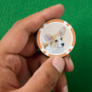 Lot De Jeton De Poker Pembroke Welsh Corgi Peinture - Art Chien original