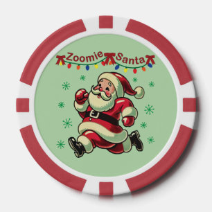 Lot De Jeton De Poker Père Noël en mode Zoomie Noël