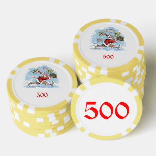 Lot De Jeton De Poker Père Noël Jaune non préparé 500 puce de poker rayé