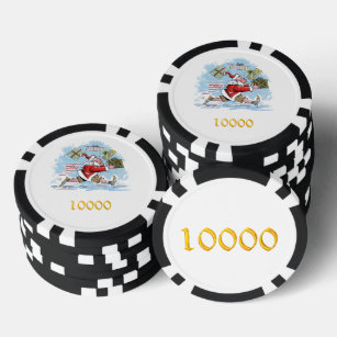 Lot De Jeton De Poker Père Noël or noir non préparé 10000 puce de poker