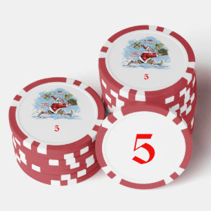 Lot De Jeton De Poker Père Noël Rouge non préparé 5 puce de poker rayé