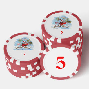 Lot De Jeton De Poker Père Noël Rouge non préparé 5 puce de poker rayé