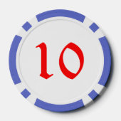 Lot De Jeton De Poker Père Noël Skiing bleu 10 puce de poker rayé (Verso)