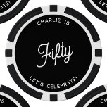 Lot De Jeton De Poker Personnalisé 50 Cinquante Cinquantième Anniversair<br><div class="desc">Un design de typographie moderne chic en noir et blanc monochrome pour célébrer votre cinquantième anniversaire historique dans le style. Modifiez le texte pour personnaliser.</div>