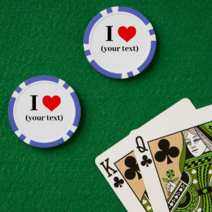 Lot De Jeton De Poker PERSONNALISÉ! Chips de Poker Coeur - Bleu