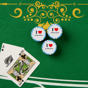Lot De Jeton De Poker PERSONNALISÉ! I Heart Poker Chips - Bleu clair