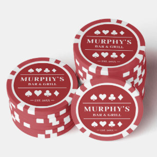 Lot De Jeton De Poker Personnalisé Red Custom Name Vegas Style Casino