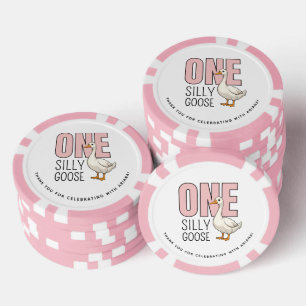 Lot De Jeton De Poker Personnalisé Rose moderne une oie sotte premier an