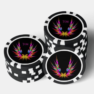 Lot De Jeton De Poker Phoenix - art fractal coloré sur fond noir, person