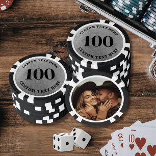 Lot De Jeton De Poker Photo Argent 100 Numérotée