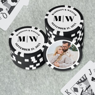 Lot De Jeton De Poker Photo Cadeau de Mariage Noir Blanc