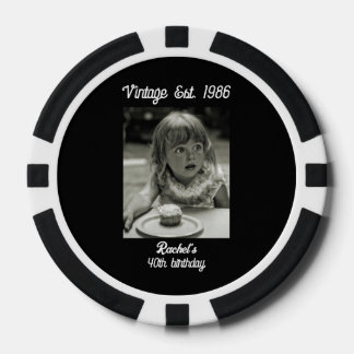 Lot De Jeton De Poker Photo d'anniversaire vintage noir & blanc