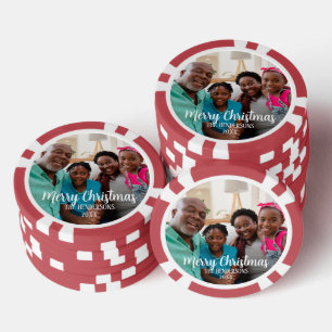 Lot De Jeton De Poker Photo de famille personnalisée Noël double face