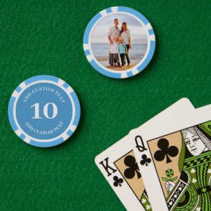 Lot De Jeton De Poker Photo personnalisée Bleu numéroté 10 Jeu