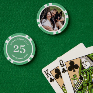 Lot De Jeton De Poker Photo personnalisée Green Numéroté 25 jeu de valeu